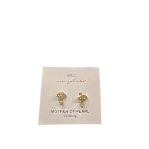 Jax Kelly Evil Eye Earrings 18k Gold Plated Mother of Pearl